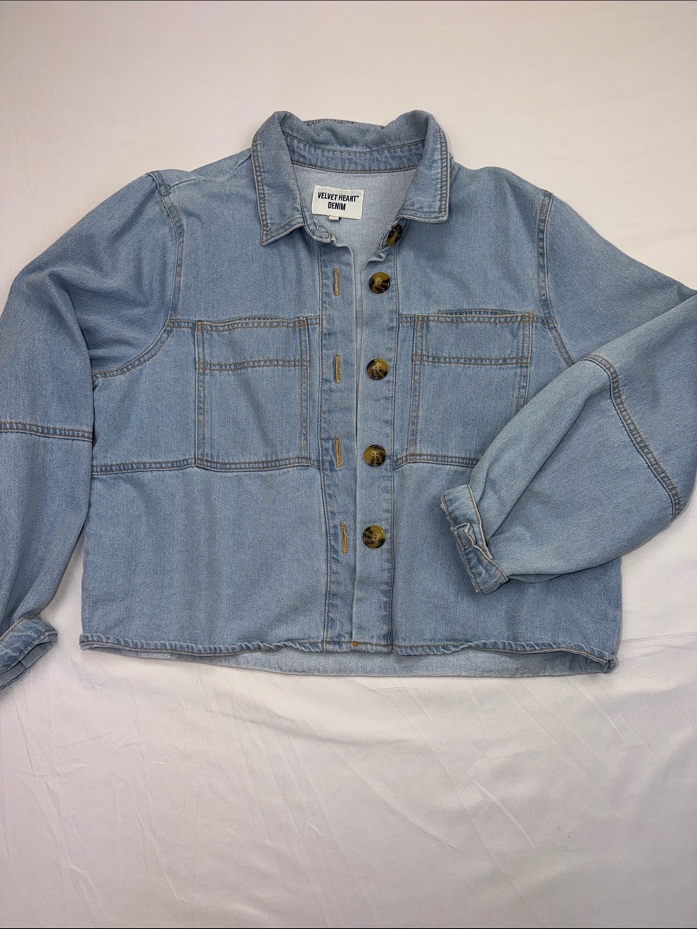 Velvet Heart Light Blue Button-Front Denim Shirt Jacket
